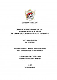 ANALISIS KEBIJAKAN BIODIESEL B-20
SEBAGAI BAHAN BAKAR NABATI
DALAM MENDUKUNG KETAHANAN ENERGI DI INDONESIA