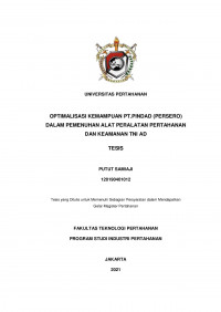 OPTIMALISASI KEMAMPUAN PT.PINDAD (PERSERO) DALAM PEMENUHAN ALAT PERALATAN PERTAHANAN DAN KEAMANAN TNI AD