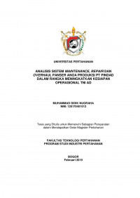ANALISIS SISTEM MAINTENANCE, REPAIR DAN OVERHAUL PANSER ANOA PRODUKSI PT PINDAD DALAM RANGKA MENINGKATKAN KESIAPAN OPERASIONAL TNI AD