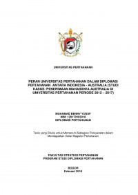 PERAN UNIVERSITAS PERTAHANAN DALAM DIPLOMASI PERTAHANAN ANTARA INDONESIA - AUSTRALIA (STUDI KASUS: PENERIMAAN MAHASISWA AUSTRALIA DI UNIVERSITAS PERTAHANAN PERIODE 2012 – 2017)