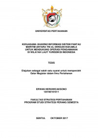 KERJASAMA SHARING INFORMASI SISTEM PANTAU MARITIM ANTARA TNI AL DENGAN BAKAMLA
UNTUK MENDUKUNG OPERASI PENGAMANAN
DI WILAYAH LAUT YURISDIKSI INDONESIA