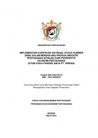 IMPLEMENTASI KODIFIKASI NATIONAL STOCK NUMBER (NSN) DALAM MENDUKUNG PRODUK INDUSTRI PERTAHANAN DITINJAU DARI PERSPEKTIF
EKONOMI PERTAHANAN
(STUDI PADA PANSER ANOA PT. PINDAD)