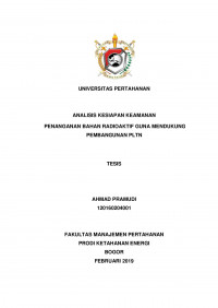 ANALISIS KESIAPAN KEAMANAN
PENANGANAN BAHAN RADIOAKTIF GUNA MENDUKUNG
PEMBANGUNAN PLTN