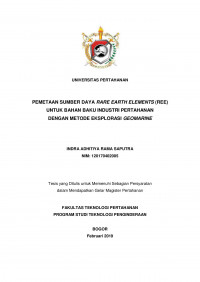 PEMETAAN SUMBER DAYA RARE EARTH ELEMENTS (REE)
UNTUK BAHAN BAKU INDUSTRI PERTAHANAN
DENGAN METODE EKSPLORASI GEOMARINE