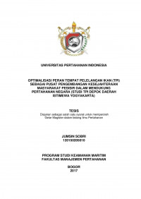 OPTIMALISASI PERAN TEMPAT PELELANGAN IKAN (TPI) SEBAGAI PUSAT PENGEMBANGAN KESEJAHTERAAN MASYARAKAT PESISIR DALAM MENDUKUNG PERTAHANAN NEGARA (STUDI TPI DEPOK DAERAH ISTIMEWA YOGYAKARTA)